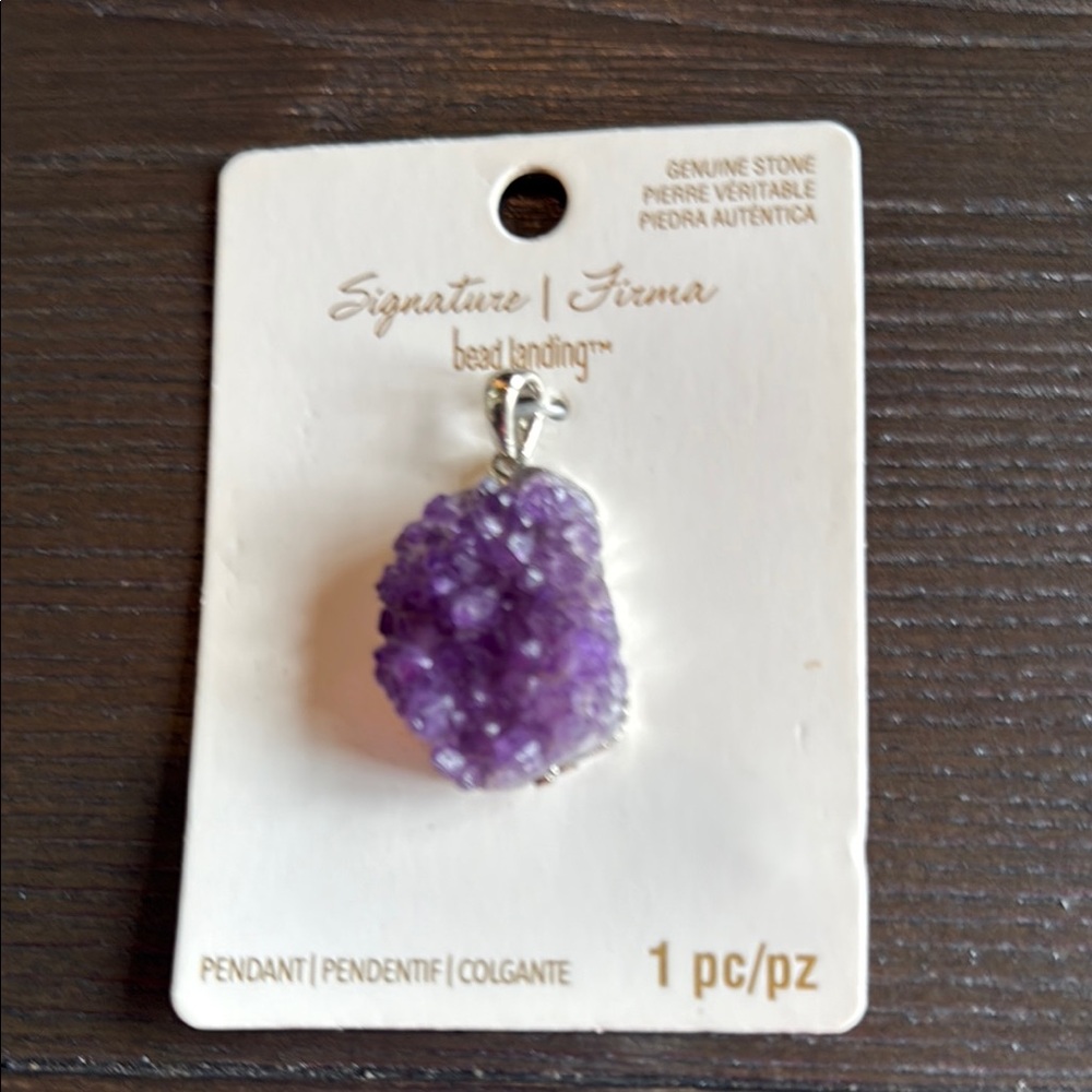 Amethyst Druzy Silver Pendant